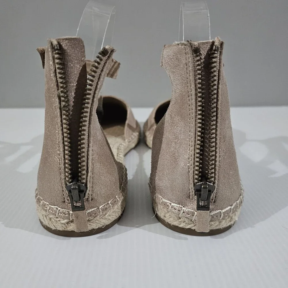 Eileen Fisher Lala Flat Espadrille Womens 10 Metallic Tan Leather Sandal